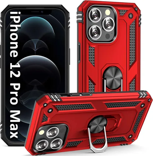 ADDIT i Phone 12 Pro Max - Funda para iPhone 12 Pro Max, con anillo de soporte, soporte ajustable, grado militar, protección resistente, a prueba de
