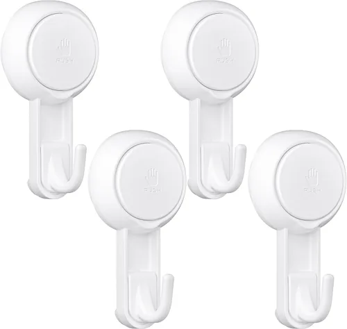 Miniatura 10 de Elegear Ganchos de ducha con ventosa para lufa, bata, toalla, resistente (paquete de 4) impermeables, ganchos de succión al vacío reutilizables