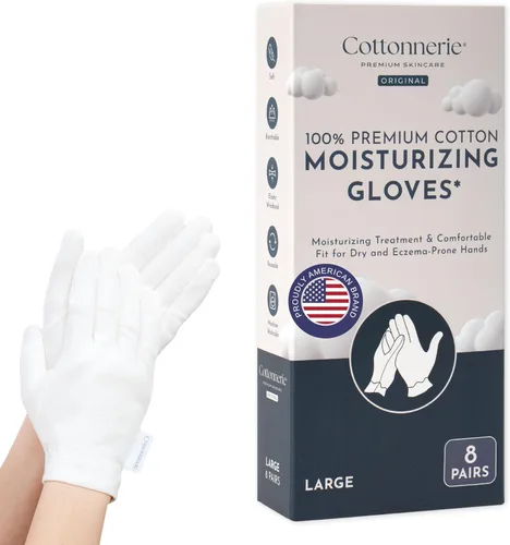 8 pares de guantes de algodón Cottonnerie para manos secas al dormir, guantes hidratantes durante la noche, guantes hidratantes para manos, guantes