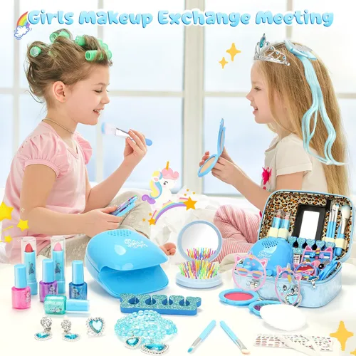 Miniatura 2 de PERRYHOME Kit de maquillaje para niños para niña, cosmético lavable real congelado, juguetes congelados no tóxicos, juego de uñas para niños