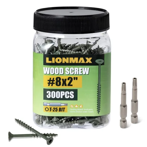 Miniatura 20 de LIONMAX Tornillos para Terraza de 1-5/8 Pulgadas, Tornillos para Madera #8 x 1-5/8", 300 PCS, Resistentes al Óxido, Recubiertos con Epoxi Exterior