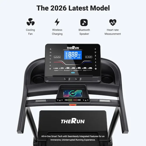 Miniatura 6 de THERUN Cinta de correr con inclinación automática al 20%, motor de 12 MPH y 3.5 HP, cinturón de correr grande de 55 x 20 pulgadas con consola