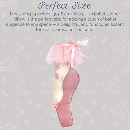 Miniatura 3 de MON AMI Decoración de Acento de Zapatilla de Ballet – 14" Almohada de Zapato de Ballet de Felpa Rosa para Guardería, Habitación de Niños