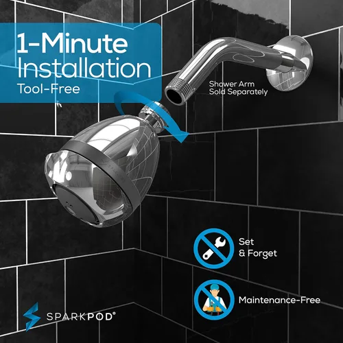 Miniatura 2 de SparkPod Cabezales de ducha de alta presión extrema de 3 pulgadas - Aumentan la presión con modo de lluvia, masaje y pulsación, potente cabezal