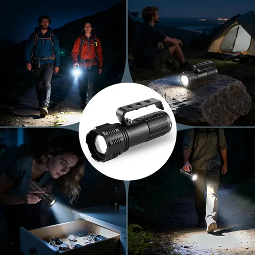 Miniatura 6 de Linternas recargables de alto lúmenes con asa, linterna súper brillante recargable, linternas de alta potencia con pantalla digital, linterna LED