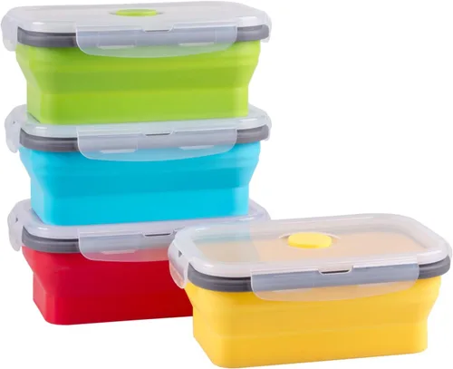 Miniatura 31 de Recipientes plegables extra grandes para almacenamiento de alimentos con tapa y ventilación de aire, 58 oz, paquete de 4, recipiente plegable XL