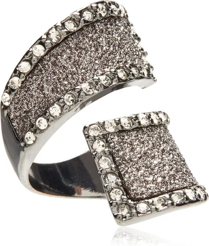 Miniatura 2 de Guess Anillo de hematita envolvente con purpurina y piedra, talla 7, Cristal