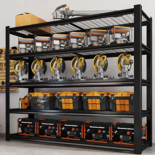 Miniatura 2 de 62" W x 24" D x 84" H Estantería de Garaje de Metal Resistente, Estantes de Almacenamiento de 3500LBS, Estantes de Metal Ajustables