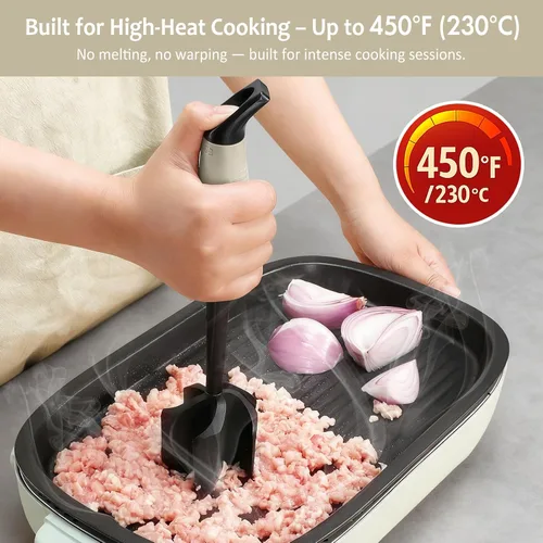 Miniatura 3 de Ourokhome Picador de carne y triturador de papas, triturador de carne molida de nailon resistente al calor para hamburguesas, 5 cuchillas curvas