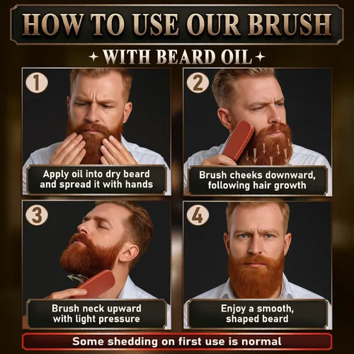 Miniatura 5 de Cepillo de barba para hombre con mango – Cepillo de barba de cerdas de jabalí suave para hombres, diseño de madera de 9 pulgadas para barbas