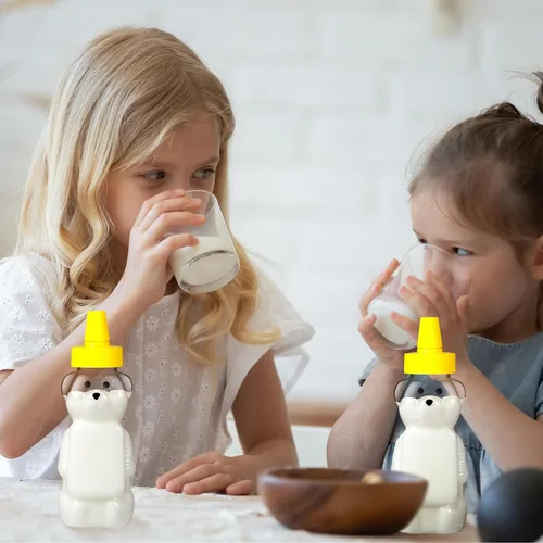 Miniatura 4 de Roshtia 50 botellas de plástico vacías de 5 onzas con forma de osito de miel, vasos vacíos transparentes para apretar, botella de jugo reutilizable
