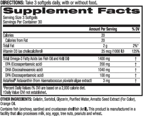 Miniatura 3 de BioTrust OmegaKrill Suplemento Omega 3 EPA y DHA, aceite de pescado y krill para proporcionar apoyo para articulaciones, corazón, cerebro, ojos