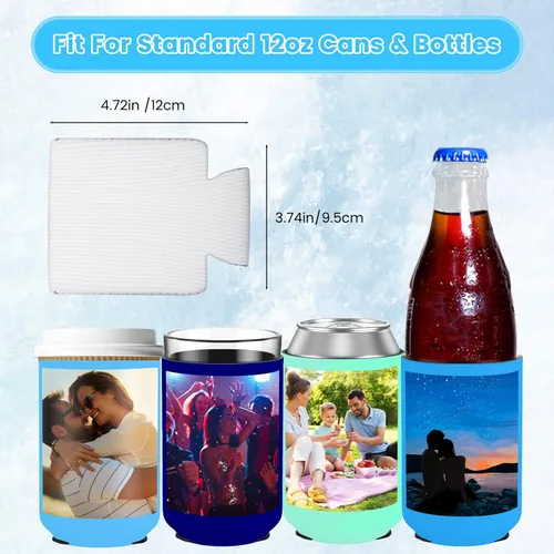 Miniatura 2 de Paquete de 300 enfriadores de latas personalizados a granel, enfriador de latas personalizado con logotipo de foto texto para bodas, cumpleaños