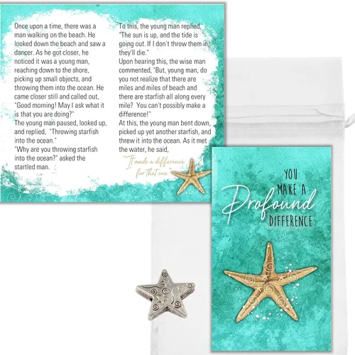 Miniatura 7 de Smiling Wisdom - 25 juegos de regalo a granel Mini tarjetas de apreciación de la historia de estrellas de mar que marcas una diferencia profunda