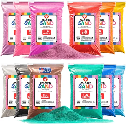 Miniatura 31 de Hygloss Arena de colores para manualidades – Botella de 1 libra, magenta – Juegos de arte de arena fina y colorida vibrante para niños – Actividades