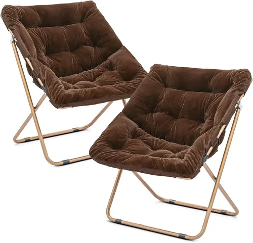 Miniatura 64 de Cómoda silla con platillo, silla de sala de estar, silla plegable acolchada suave de piel sintética, cómoda silla cuadrada de luna para sala