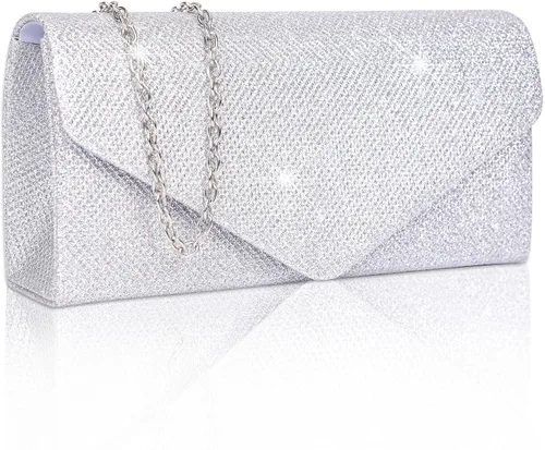 Larcenciel Bolsos de mano para mujer, con lentejuelas brillantes, bolsa de noche con cadena, elegante vestido de fiesta de graduación, bolso de novia