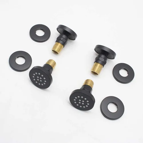 Miniatura 9 de HOMEDEC Cabezal de ducha redondo de latón de 2 pulgadas, para masaje, spa, soporte de pared, 4 piezas, negro mate