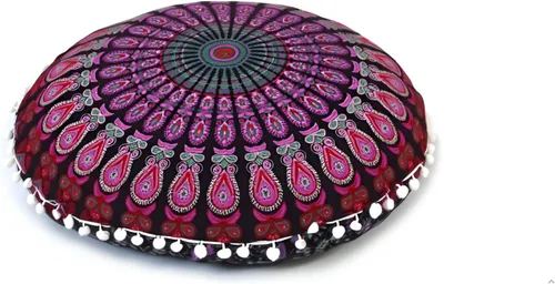 Miniatura 15 de CRAFT KALA Funda de cojín redonda de 22 pulgadas, diseño de mandala bohemio, para meditación, para sala de estar, sala de yoga, hogar, dormitorio