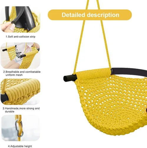 Miniatura 3 de Columpio tejido a mano para niños pequeños, asiento de columpio para niños con cuerdas ajustables, juego de columpios Little Tikes, para exteriores