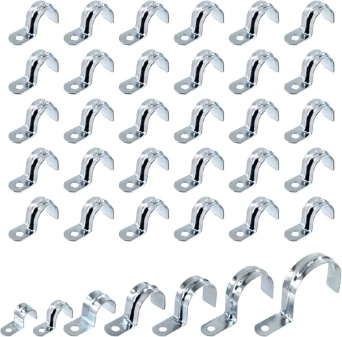 Miniatura 9 de Swpeet 30 piezas de 1-1/2 "(40 mm) zinc plateado un agujero EMT correa de tubo, correas de tubería U soporte de tubo abrazadera de tubo 1 agujero a