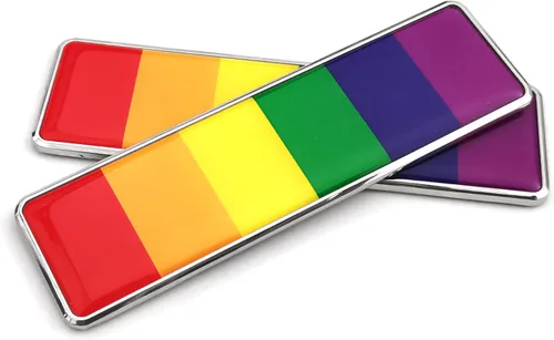 Miniatura 2 de PTDecals Un par de calcomanías de emblema de arco iris 3D de metal Pride Decals Universal Auto Hogar Oficina Insignia Adhesivo Decal 104.5 * 30mm
