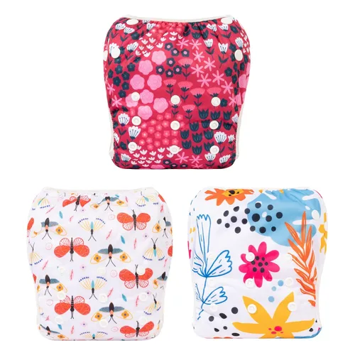 Miniatura 89 de Alva, Pañales de bebé para nadar, paquete de 2 unidades, talle único, reutilizable, lavable y ajustable de 0 a 36 meses. Tamaño de 10 a 40 lbs