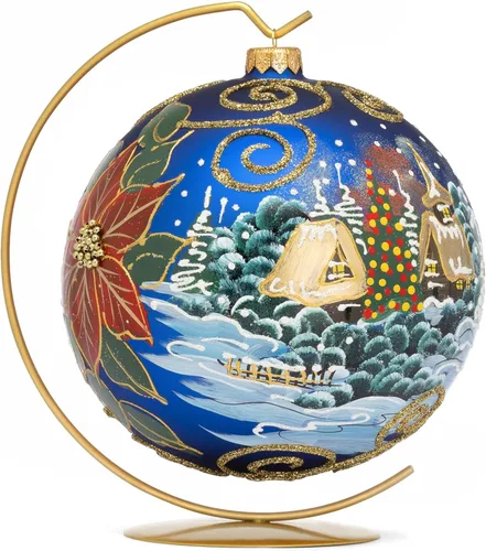 Miniatura 29 de Adorno de Navidad de Polish Gallery, Explosión Invernal, Bola de Vidrio Soplado (Oro, 6-pulgadas Ø/150mm)