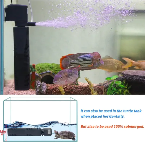 Miniatura 5 de Filtro de Acuario para Tanque de 40-150 Galones Cristal 300GPH Filtración Bioquímica Bomba Potente Sumergible Filtros de Tanque de Peces Interno