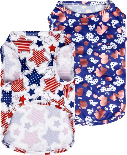 Miniatura 10 de CuteBone Camisas de Halloween para perros, paquete de 2, ropa suave para mascotas, chaleco de verano transpirable para cachorros pequeños y ropa