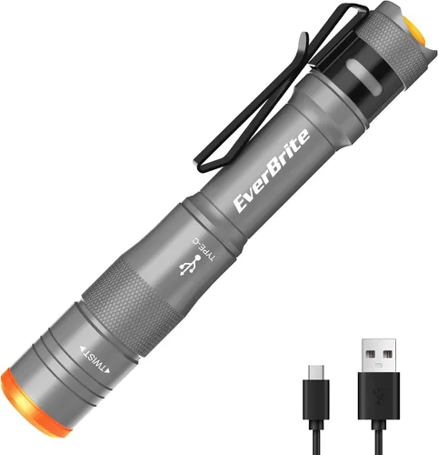 Miniatura 14 de EverBrite Paquete de 2 mini bolígrafos de luz, linterna recargable de bolsillo con cable USB C, 4 modos de luz, linterna pequeña de 300 lúmenes
