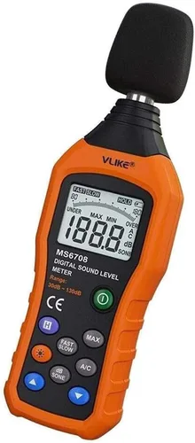 Medidor de nivel de sonido Vlike LCD Digital audio sonido decibeles nivel de ruido Monitor dB Medición de 30 dB a 130 dB de ruido registro de fecha,