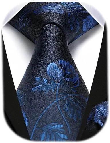 Miniatura 248 de Corbatas florales tejidas clásicas para hombre, corbata cuadrada de bolsillo, corbatas formales para hombres, boda con pañuelo