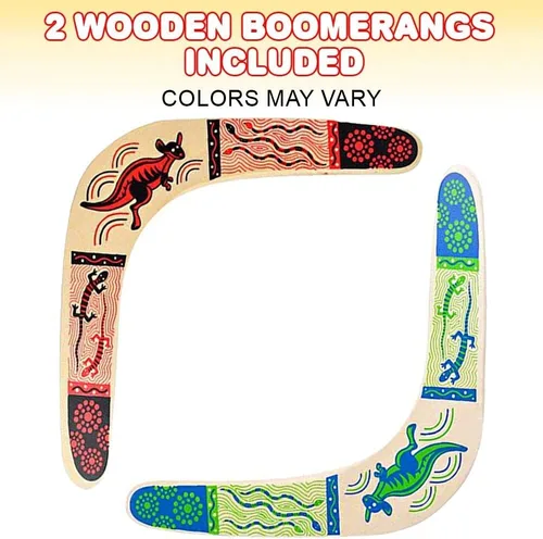 Miniatura 2 de ArtCreativity Boomerang de madera, juego de 2, boomerang clásico de retorno para niños con obras de arte coloridas, boomerangs para adultos