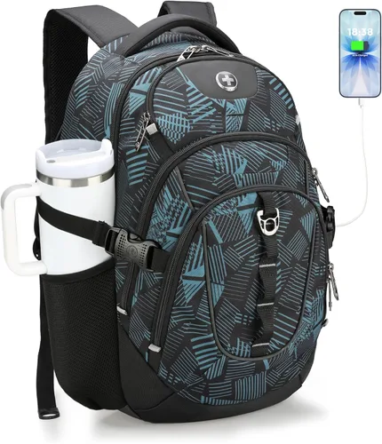 Miniatura 21 de swissdigital Mochila para portátil de viaje de negocios, para hombre y mujer, con puerto de carga USB inteligente, compatible con portátiles de 15.6