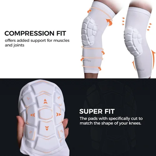 Miniatura 4 de Rodilleras COOLOMG para lucha, baloncesto, fútbol, voleibol, niños, jóvenes, adultos, mangas protectoras de rodilla de compresión, negro, talla S