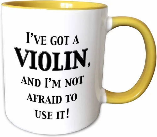 Miniatura 11 de 3dRose I've Got A Violin and I'M Not Afraid to Use It - Taza de 11 onzas, color negro