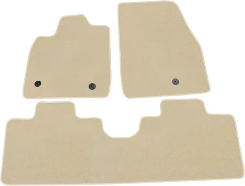 IKON MOTORSPORTS, Alfombrillas compatibles con Ford Mustang Mach-E 2021-2024, forro de nailon beige para automóvil delantero y trasero, juego de 3