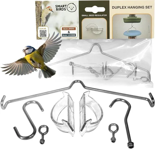 Miniatura 21 de SWISSINNO Comedero para pájaros – Comedero colgante para pájaros sin desorden para exteriores – Smart Birds Davos a prueba de derrames, cardenales