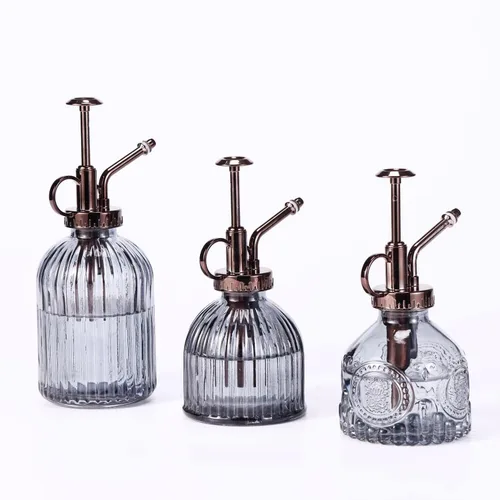 Miniatura 6 de Mister de cristal para plantas, botella de rociador de agua de vidrio verde de 6.5 pulgadas con bomba superior dorada, rociador de plantas pequeñas