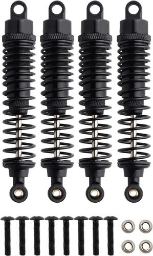 Miniatura 15 de 4 amortiguadores delanteros y traseros, suspensión ajustable de 3.858 in de aluminio para autos RC 1/10 HSP 94166 94106 94107 94155 94170 Buggy Rojo
