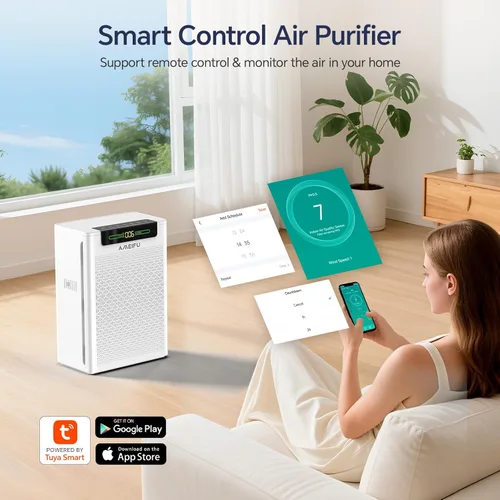 Miniatura 3 de Purificadores de aire para el hogar, habitación grande de hasta 3000 pies cuadrados, purificador de aire para mascotas con control inteligente