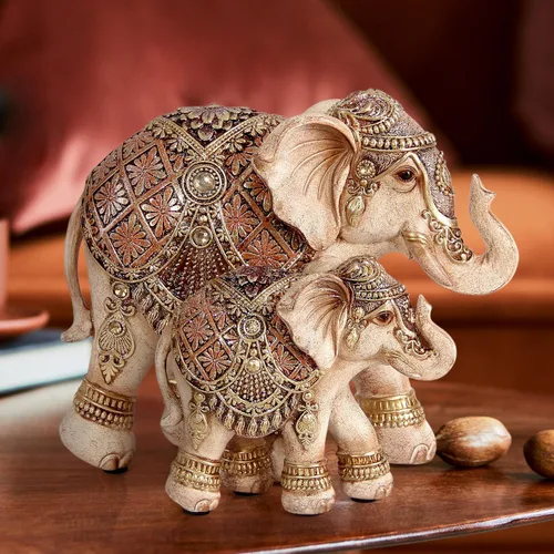 Miniatura 7 de Estatuas de elefante para decoración del hogar, decoración de elefante para mamá y bebé para sala de estar, estante, buena suerte, familia, figura