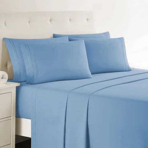 Miniatura 35 de Clara Clark - Juego de sábanas King con Flex Top, 6 piezas - Sábanas de lujo para cama King con cabeza dividida, juego de cama súper suave, King