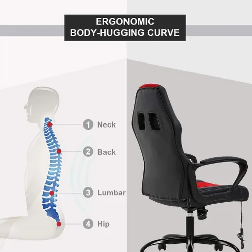 Miniatura 6 de Silla para videojuegos, sillón de oficina con masajeador, sillón de escritorio ergonómico, sillón de videojuegos de piel sintética y ajustable