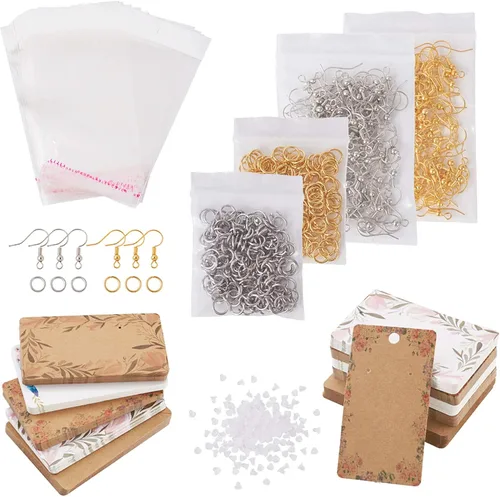 Miniatura 13 de Mega Pet 70 piezas de aretes y collares, tarjetero de 7 estilos para mujer, diseño de joyería, tarjetero, papel colgante con 70 tuercas de oreja