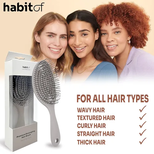 Miniatura 5 de habitof Cepillo húmedo desenredante ecológico para mujeres, hombres y niños, cerdas flexibles para cabello rizado, ondulado, grueso y fino, húmedo