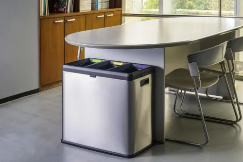 Miniatura 7 de Step N' Sort OPN603 - Cubo de basura y reciclaje de 16 galones, 3 compartimentos, color plateado