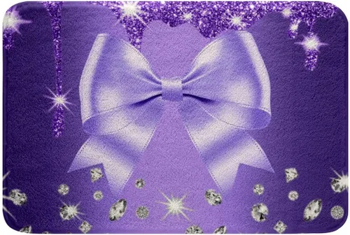 Miniatura 9 de Feelyou Alfombras de baño con lazo coquette de 16 x 24 pulgadas, tapetes de baño Leopared con lazos para niños, adolescentes y adultos con purpurina