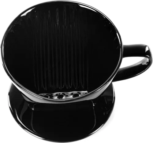 Miniatura 9 de Pour Over Ceramic - Cafetera de cerámica con 3 agujeros de fondo plano, cono de filtro lento de porcelana para viajes, campamento, oficina, hogar